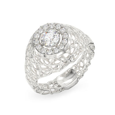 Chic Coral White Gold Ring