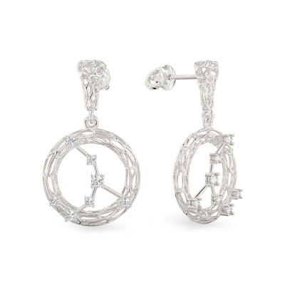 Clock White Gold Earrings