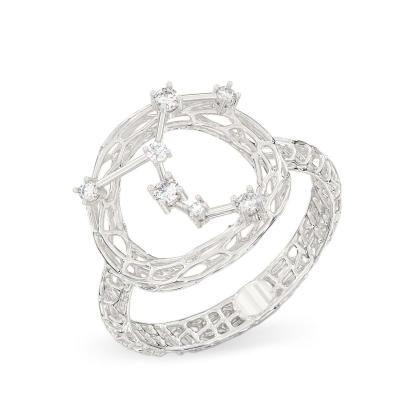 Clock White Gold Ring