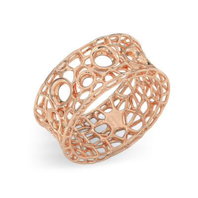 Anillo de Burbujas de Coral de oro rosa
