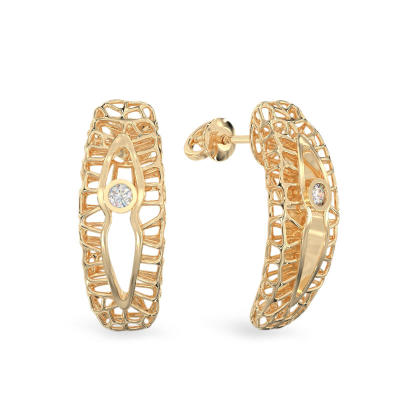 Coral Earrings With Cut-out From Yellow Gold