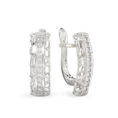 White Gold Coral Lines Earrings