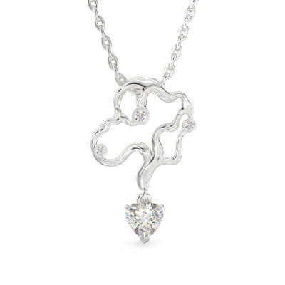 Collar de forma de Corylus de oro blanco