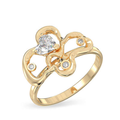 Anillo de forma de Corylus de oro amarillo