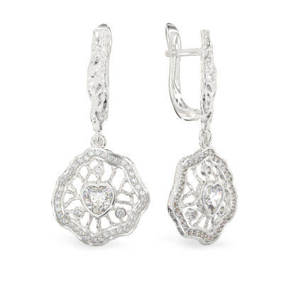 Elegant Petunia White Gold Earrings