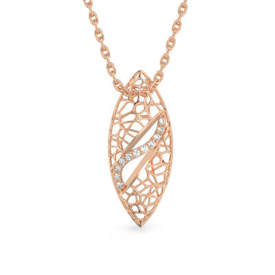 Collar de Hoja de Ficus de oro rosa