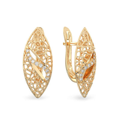 Ficus Leaf Yellow Gold Earrings