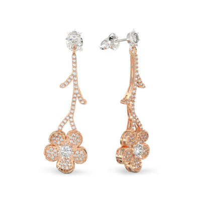 Forget-me-not Twig Earrings From Rose Gold