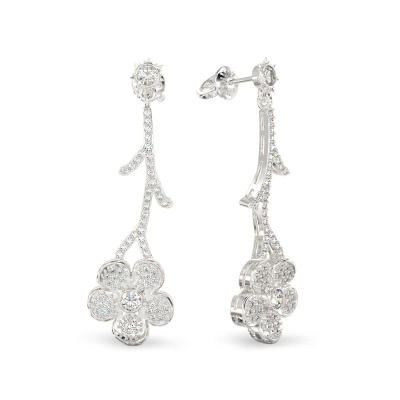 Forget-me-not Twig Earrings From White Gold