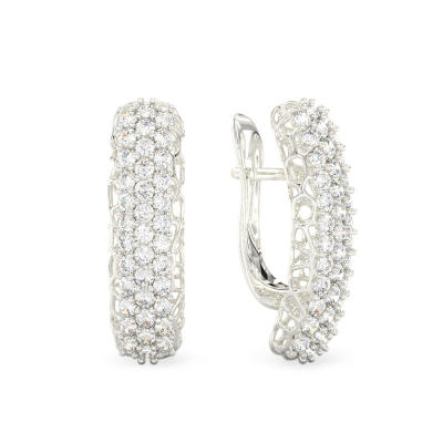 Graceful Coral White Gold Earrings