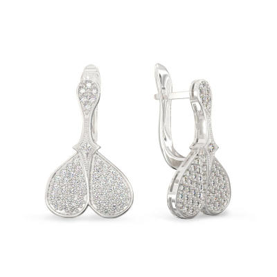 Inverted Heart Earrings From White Gold