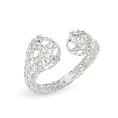 Mystic Coral Ring From White Gold