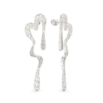 Open Heart White Gold Earrings