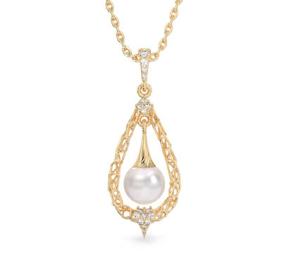 Pearl Drop Yellow Gold Pendant