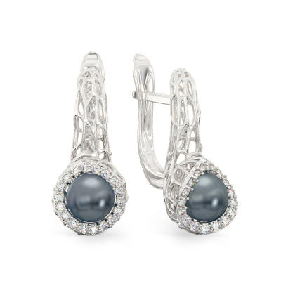 Rich Pearl White Gold Earrings