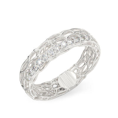 Rigorous Coral Ring From White Gold