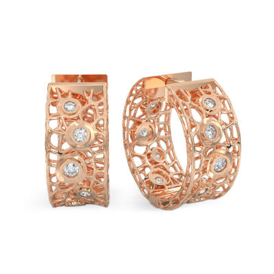 Coral Bubbles Earrings With Stones From Rose Gold