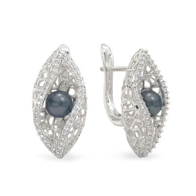 Pendientes de Caracola con Perla de oro blanco