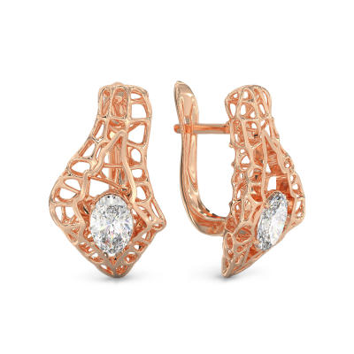 Pendientes de Coracola con piedra de oro rosa