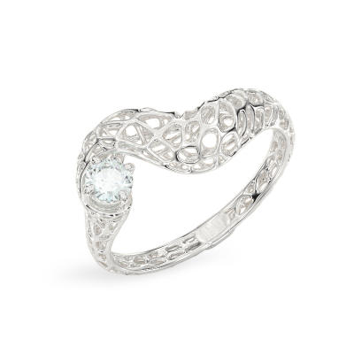 Snake with Stone White Gold Ring