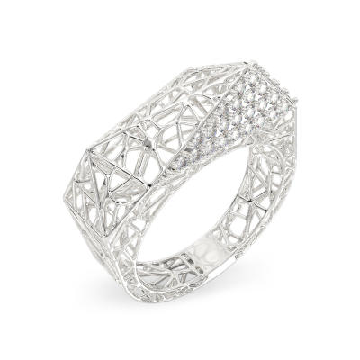 Spider Web White Gold Ring