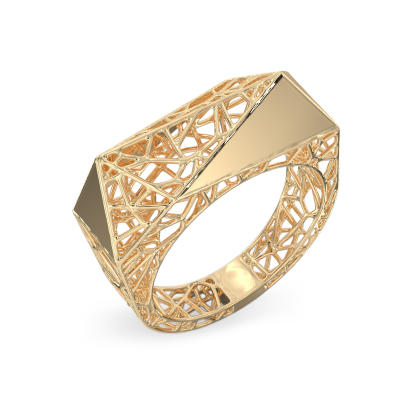 Stylish Spider Web Yellow Gold Ring