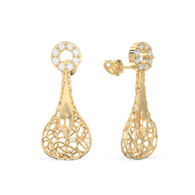 Transparent Drop Yellow Gold Earrings