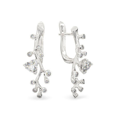 Tree Branch Earrings from White Gold