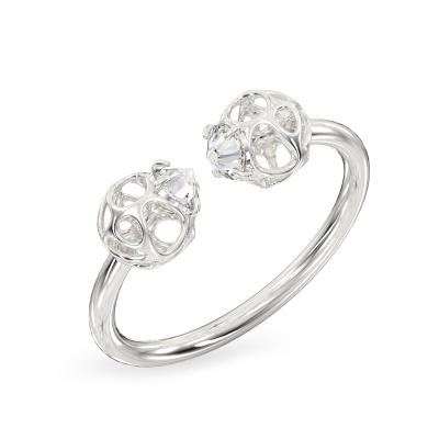 Anillo de Dos Bolitas de oro blanco