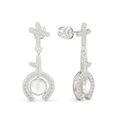 White Gold Earrings With Horseshoe
