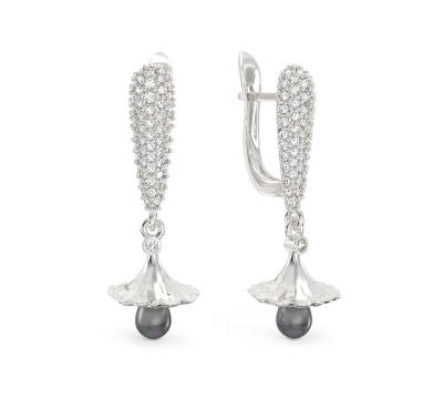 White Gold Elegant Bell-Flower Earrings