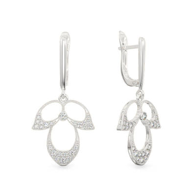 White Gold Flower Petals Earrings