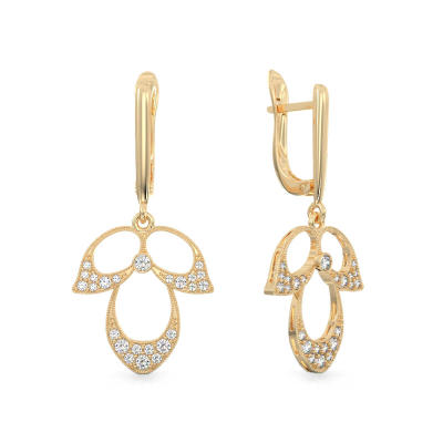 Yellow Gold Flower Petals Earrings