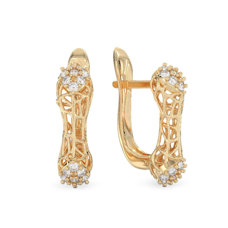 Acropora Earrings From Yellow Gold