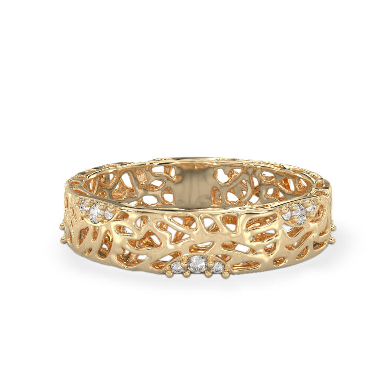 Charming Coral Ring From Yellow Gold2