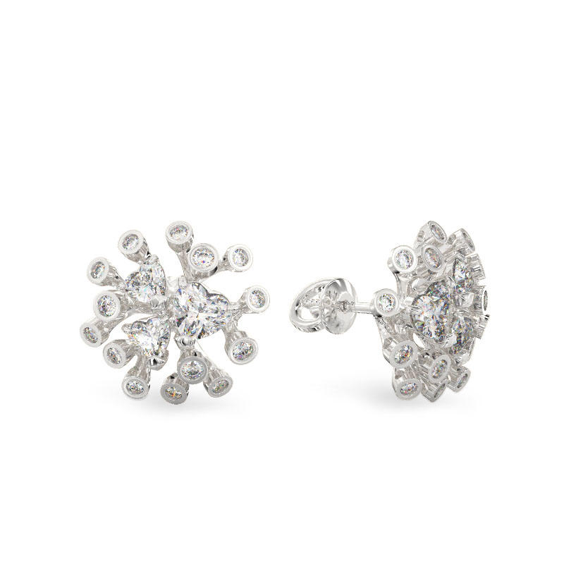 Chysanthemum white gold Earrings