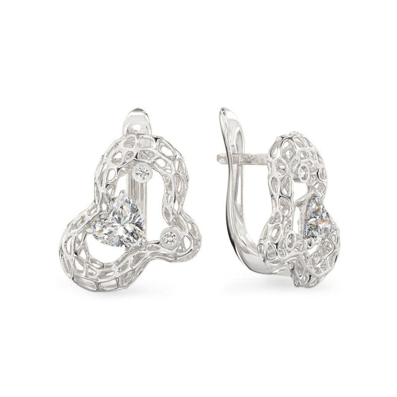 Cloud White Gold Earrings