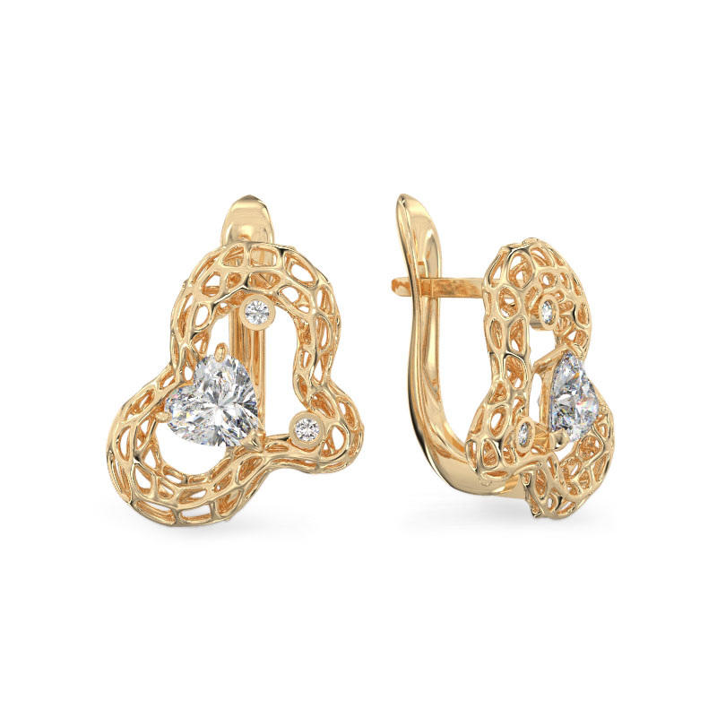 Cloud Yellow Gold Earrings