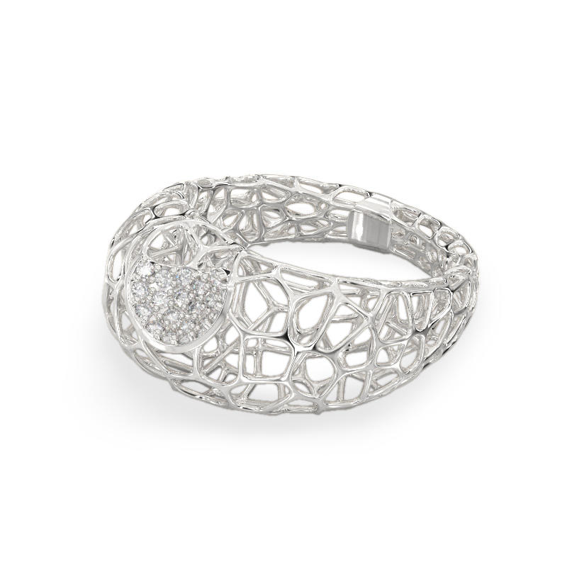 Coral Fantasy Ring With CZ From White Gold2