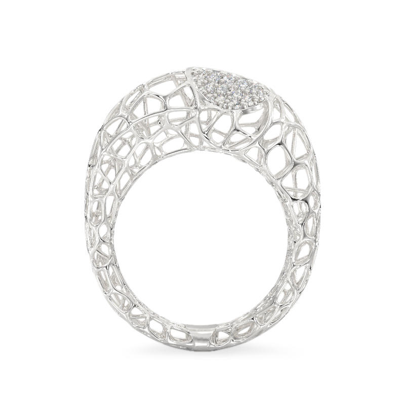 Coral Fantasy Ring With CZ From White Gold3