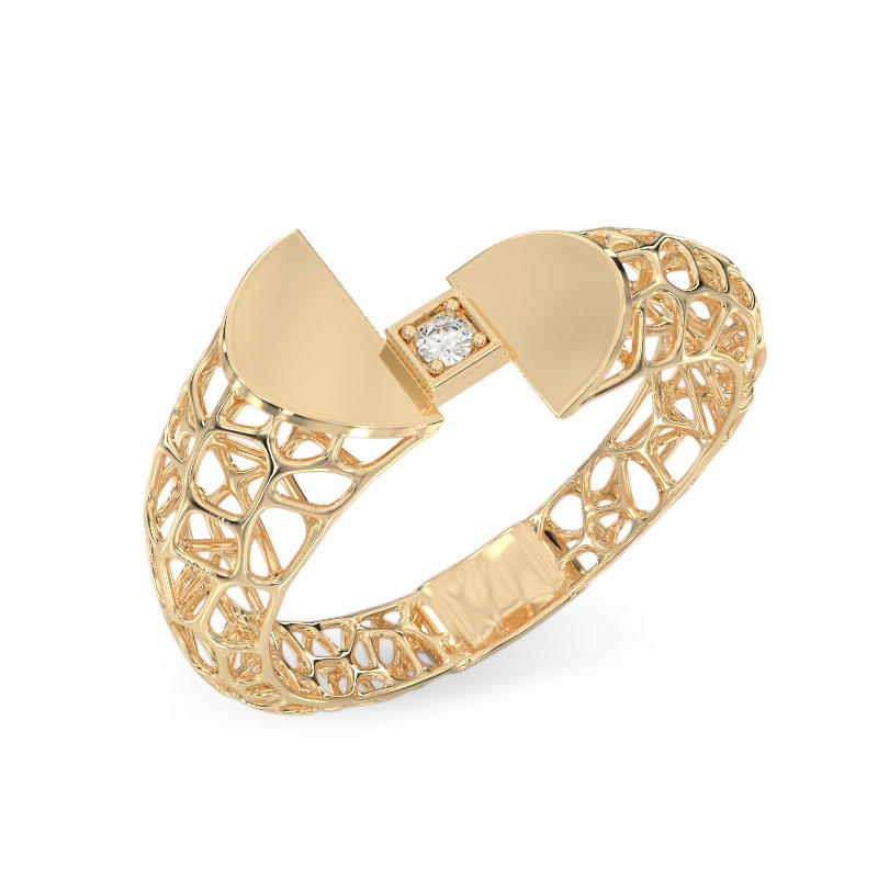 Coral Horns Ring From Yellow Gold