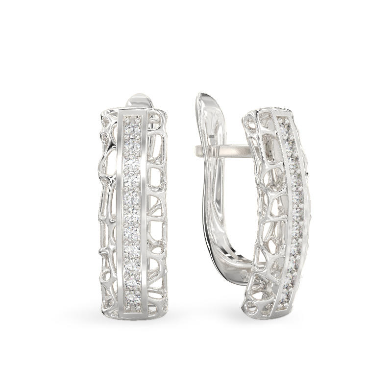 Coral Line Earrings From White Gold