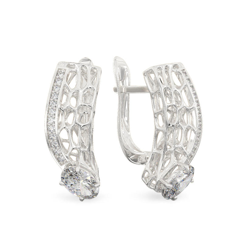 Coral Wave White Gold Earrings
