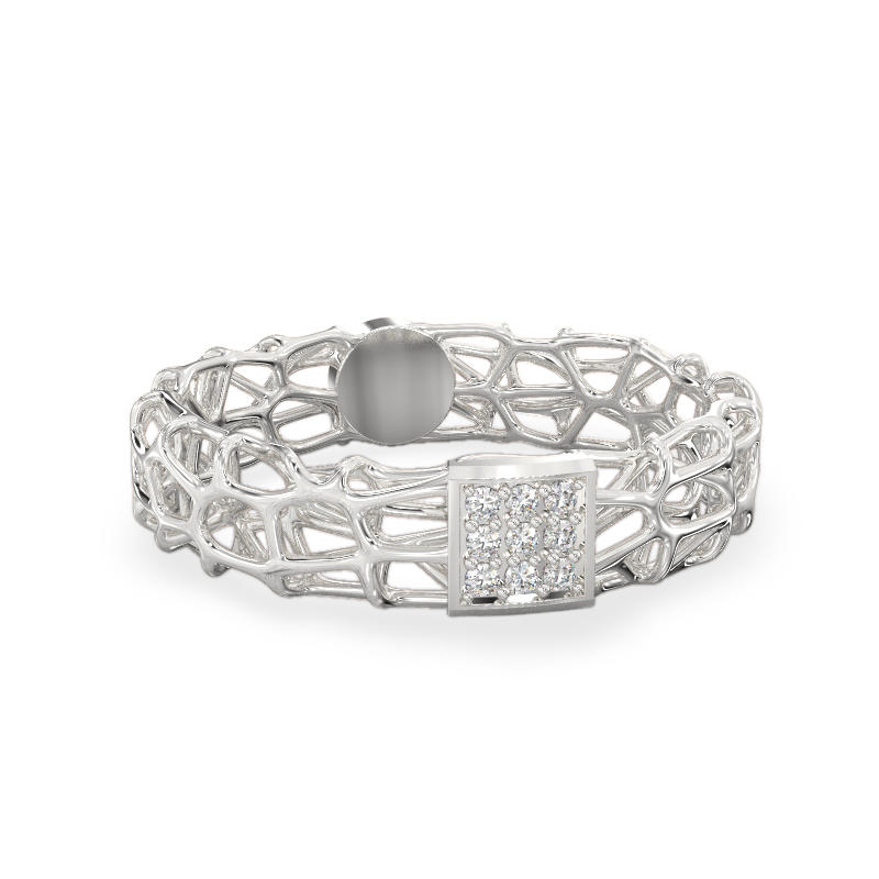 Coral White Gold Ring With Square2