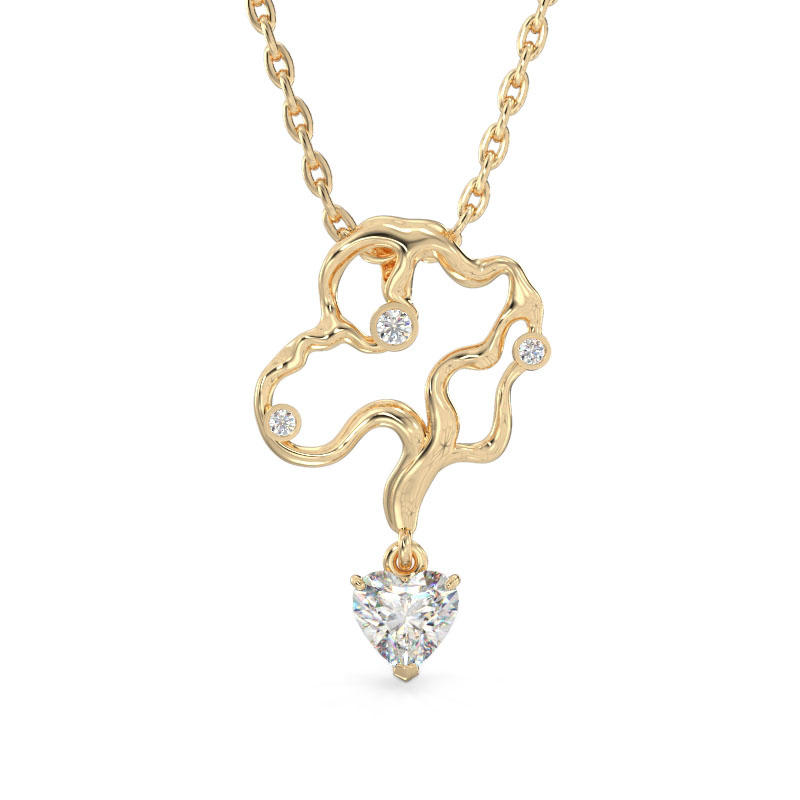 Corylus Form Yellow Gold Pendant