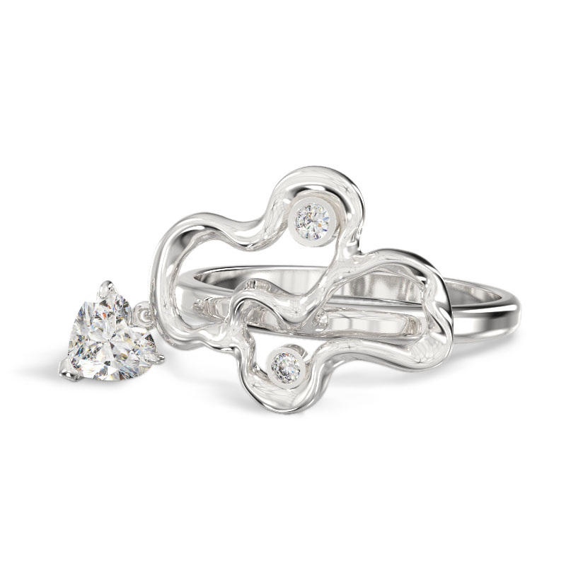 Elegant Branch White Gold Ring2