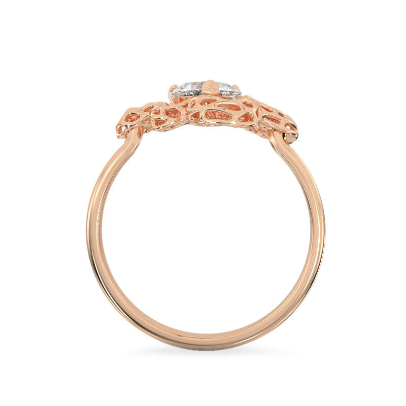 Elegant Leaf with Heart Rose Gold Ring3