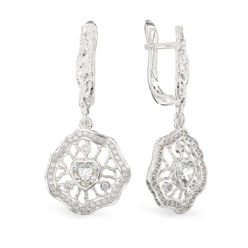 Elegant Petunia White Gold Earrings