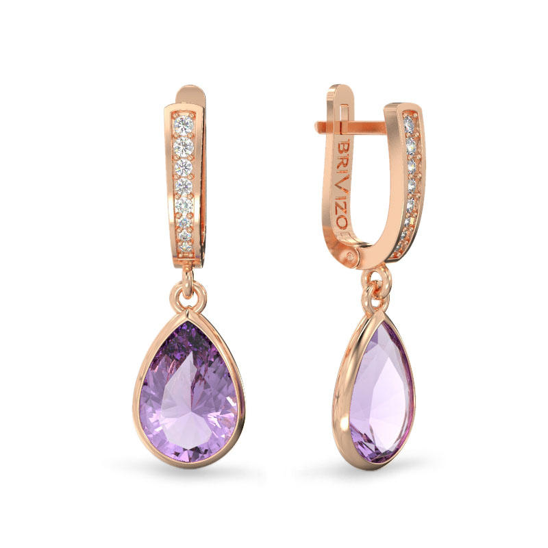 Elegant Rose Gold Earrings with Amethyst