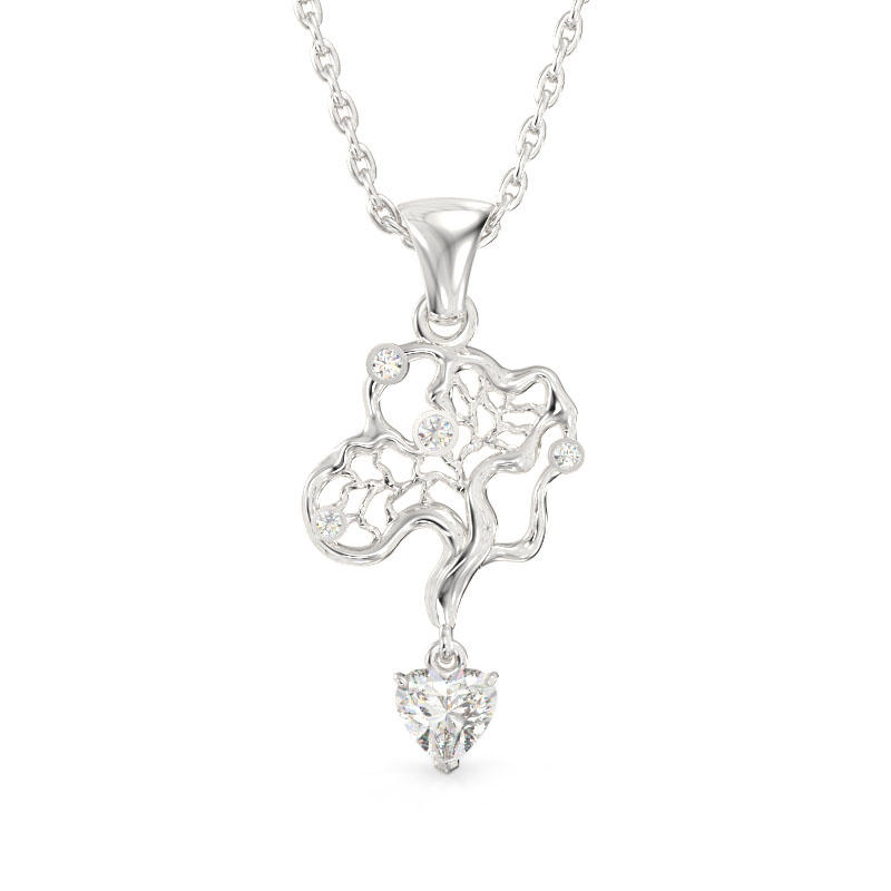 Elegant Tree White Gold Pendant